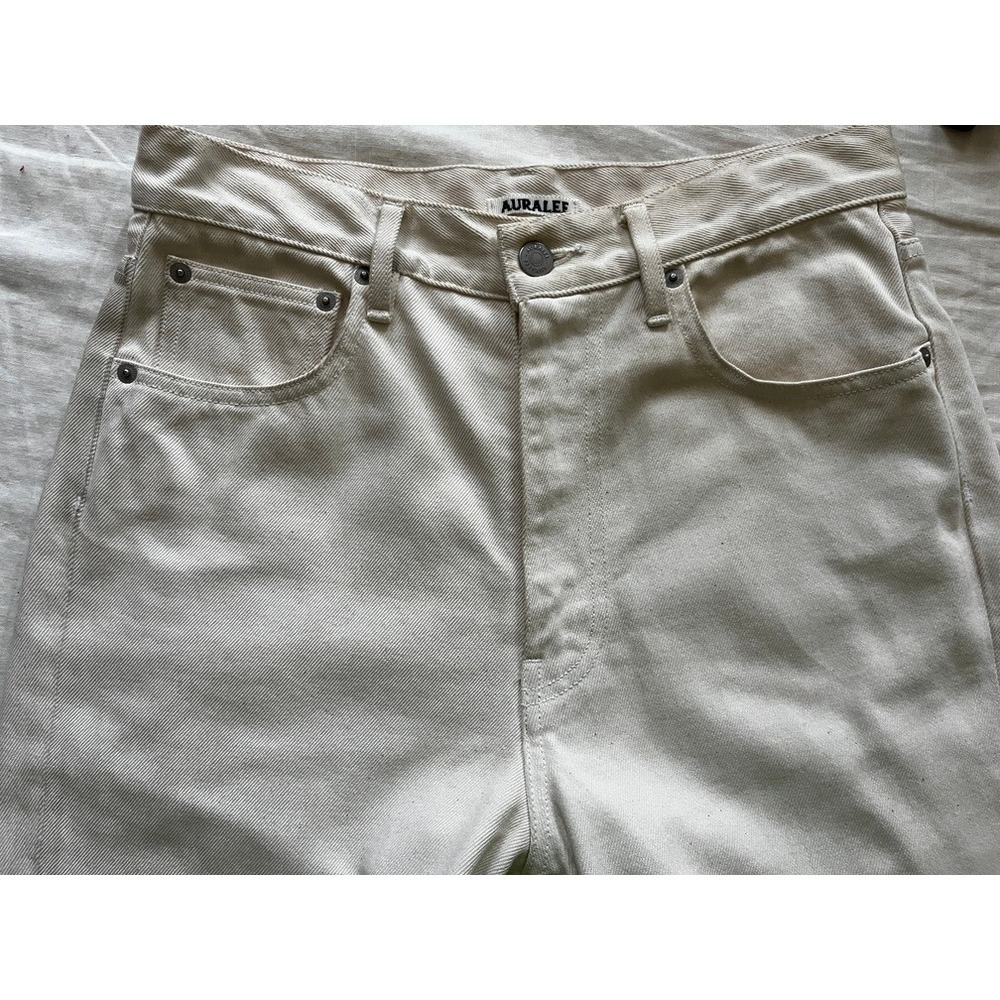 AURALEE Off White High Waist Straight Leg Denim Jeans Women Size 28.5 x 27 - Picture 12 of 13